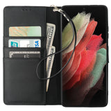 Premium Leather Flip Kickstand Wallet Case | for Galaxy S21 Ultra