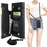 Flip Zipper Crossbody Strap Wallet Case | for iPhone X/Xs