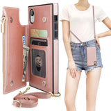 Flip Zipper Crossbody Strap Wallet Case | for iPhone XR