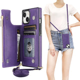 Flip Zipper Crossbody Strap Wallet Case | for iPhone 15