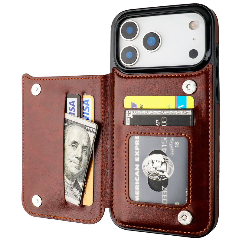 thumbnail image 2 of Gorilla Tech Leather Flip Kickstand Wallet Case For IPhone 17 Pro Max, 16, 15 Series - Magnetic Closure 2 of 5