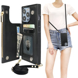 Flip Zipper Crossbody Strap Wallet Case | for iPhone 14 Pro