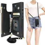 Flip Zipper Crossbody Strap Wallet Case | for iPhone 14