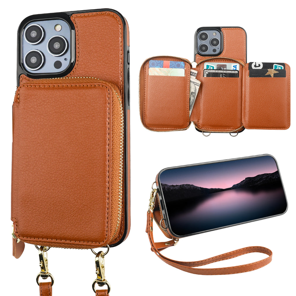 Adjustable Crossbody Zipper Purse Case for iPhone 14 Pro Max onetop