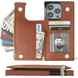 Flip Zipper Crossbody Strap Wallet Case | for iPhone 14 Pro