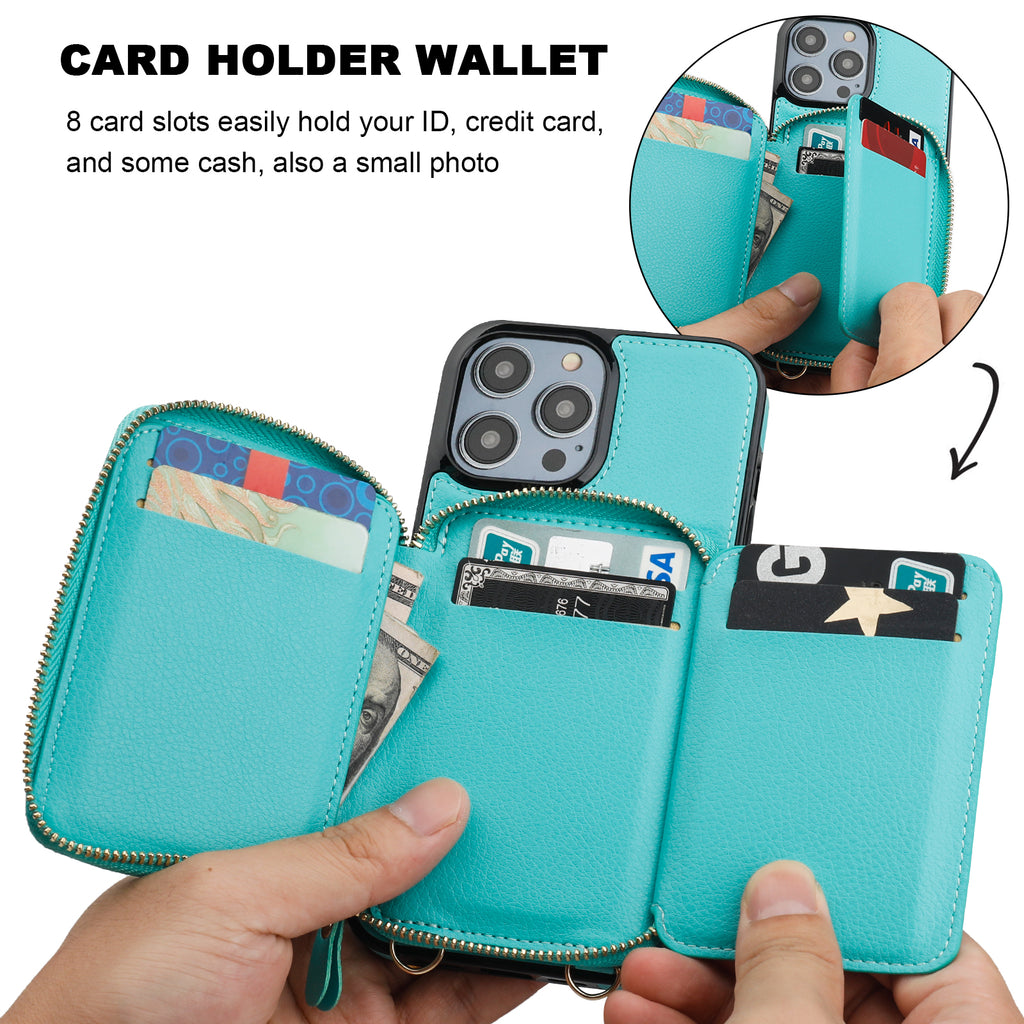  ZVE iPhone 15 Pro Max Wallet Case, Crossbody Card