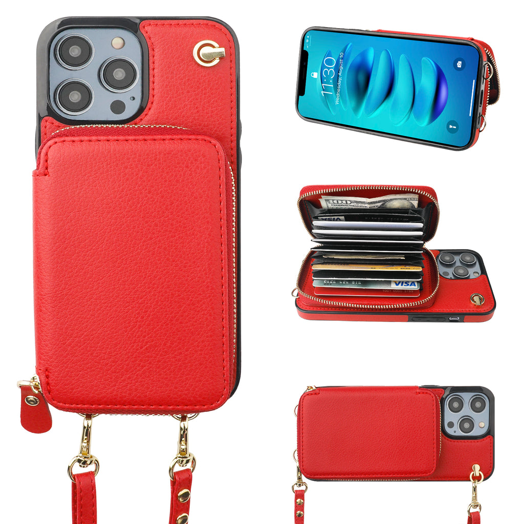  ZVE iPhone 15 Pro Max Wallet Case, Crossbody Card