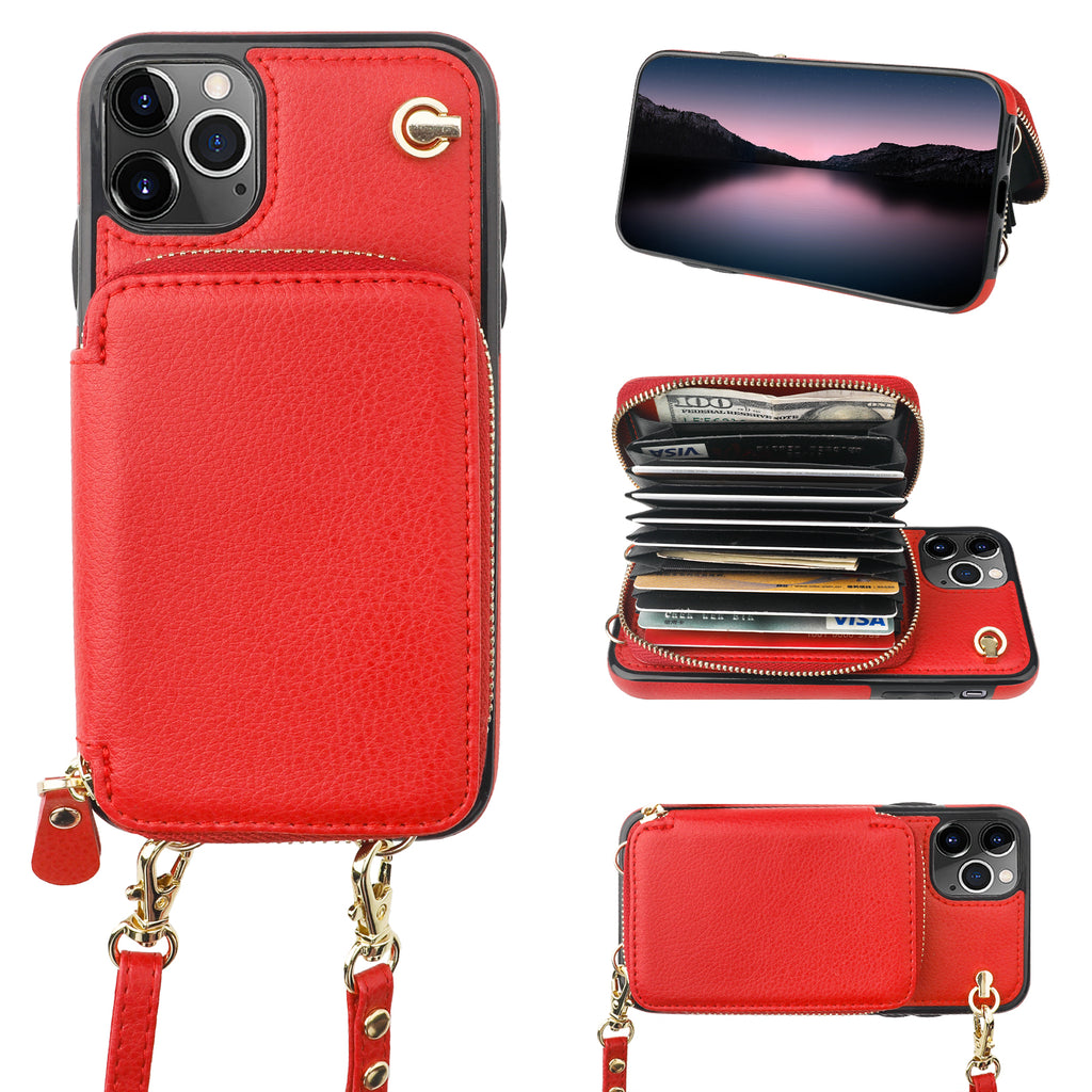 Crossbody Lanyard Wrist Strap Wallet Case for iPhone 11 Pro Max