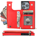 Flip Zipper Crossbody Strap Wallet Case | for iPhone 14 Pro